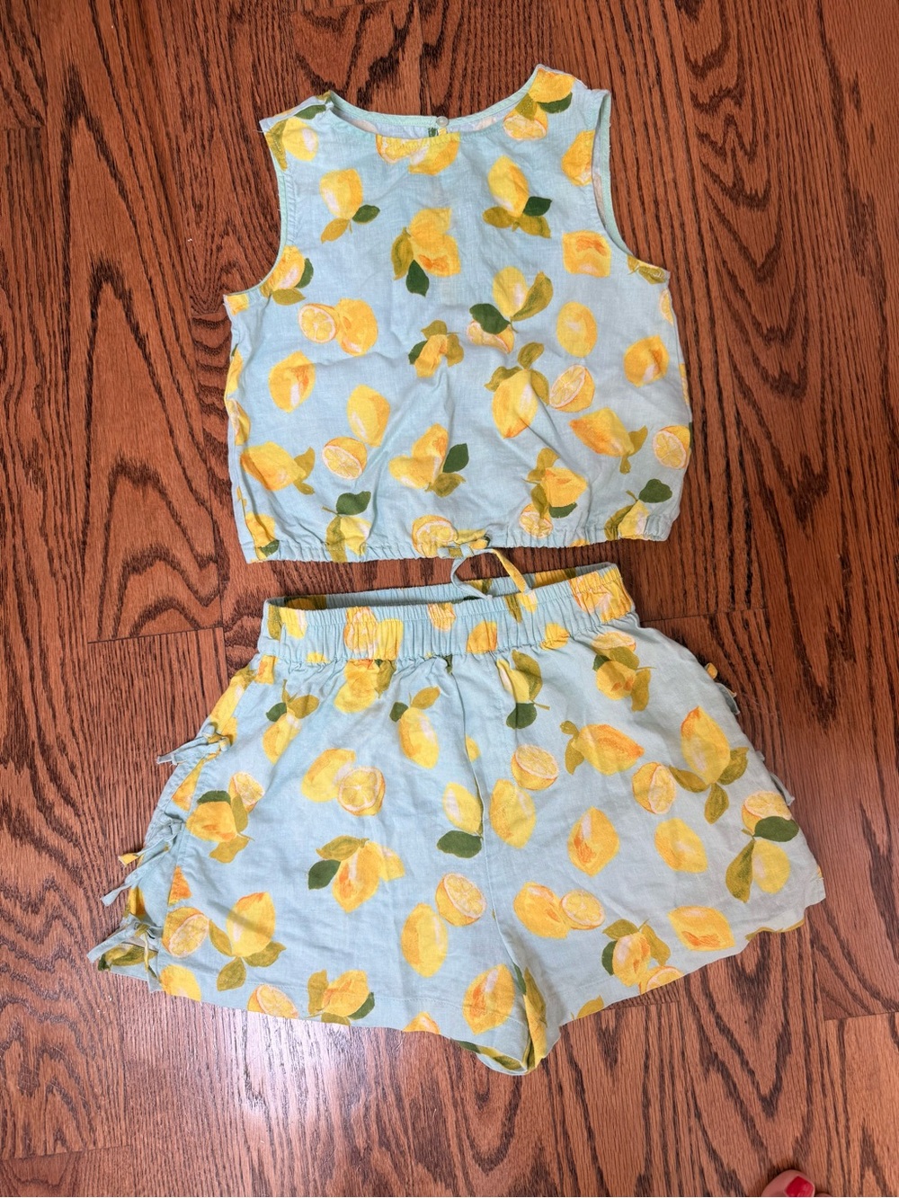 Zara Girls Lemon Print 2-Piece Linen Blend Set – Size 9–10